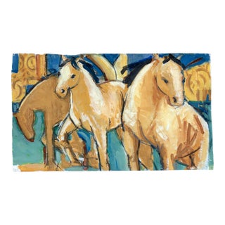 Sienna Horses Iii, Painting, Paper, Landscape, Italy For Sale