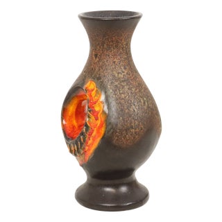 Orange Fat Lava Vase from Walter Gerhards, West Germany, 1950s For Sale