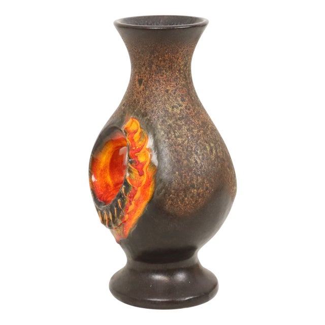 Orange Fat Lava Vase from Walter Gerhards, West Germany, 1950s For Sale