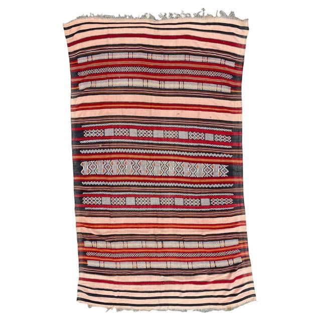 Vintage Tribal Berbere Moroccan Kilim Rug , 1950s For Sale