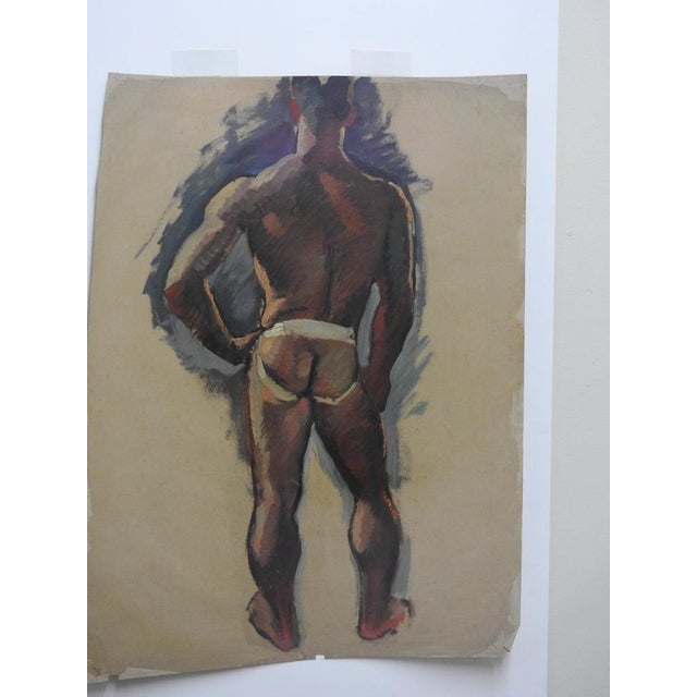 Robert Whitmore Oil Painting on Canvas of Partially Nude Male For Sale - Image 4 of 8