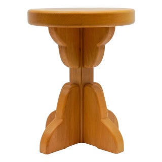 Mid-Century Modern Handmade Beech Stool, France, 1960s For Sale