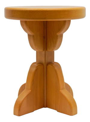 Mid-Century Modern Handmade Beech Stool, France, 1960s