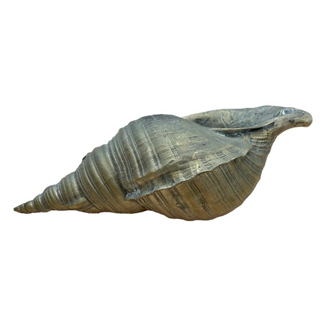 Vintage Large Brass Shell Planter/Objet For Sale - Image 10 of 12