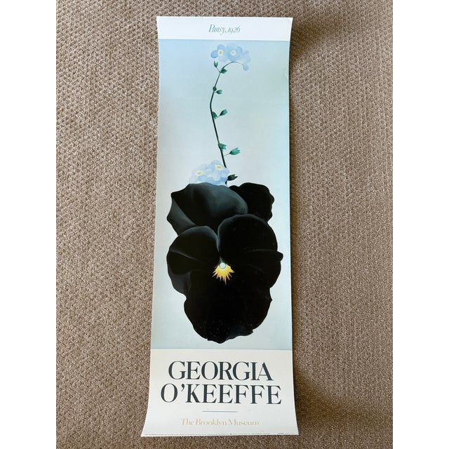 Vintage 1988 Georgia O'Keeffe "Pansy, 1926" Brooklyn Museum Large Format Exhibition Poster For Sale - Image 9 of 12