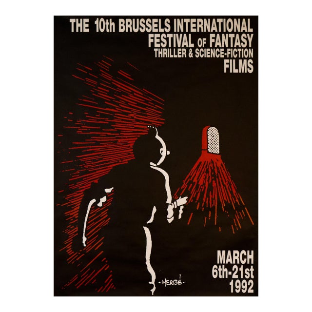1992 French Film Festival Poster, Hergé - 10th International Festival of Fantasy, Thriller & Science Fiction Films (Tintin) For Sale