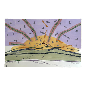 Barbara Beck 2002 Landscape Painting on Paper - Signed, Dated, Unframed