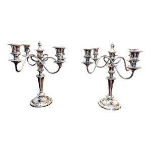 Antique Barker Ellis Silver Plated Candelabra Pair 5 Arm Convertible Gadroon England