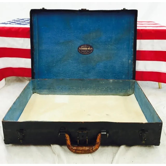 Antique Black Lacquered Suitcase For Sale - Image 9 of 11