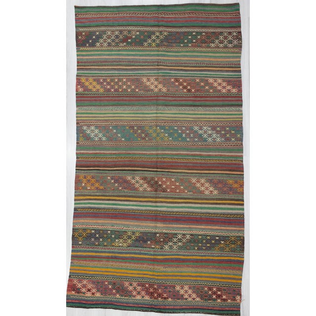 1960s Turkish Embroidered Kilim Rug For Sale In Los Angeles - Image 6 of 6