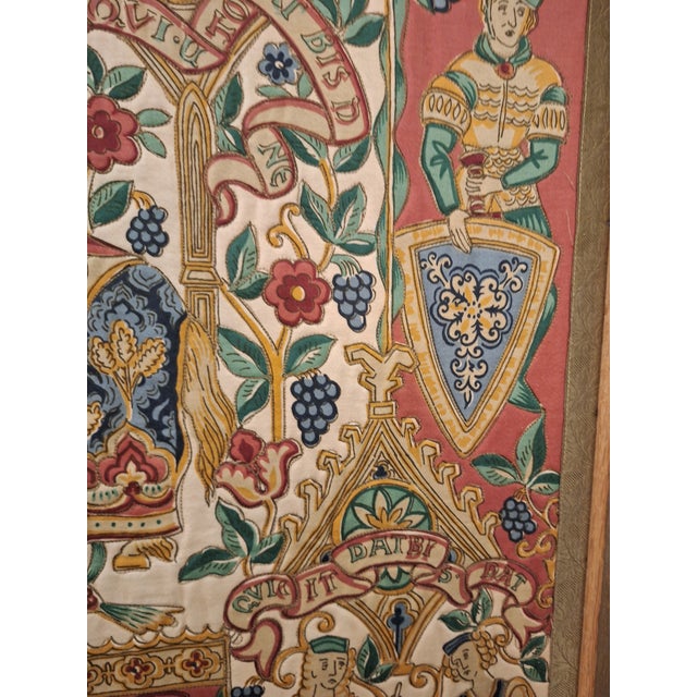 Vintage Hand Painted on Silk Woven with.gold Thread Embroidery For Sale - Image 9 of 15