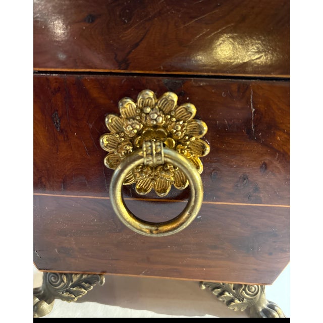 Brown English Regency Period Amboyna Wood Tea Caddy For Sale - Image 8 of 10