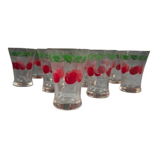 Vintage Anchor Hocking Tomato Leaf Juice Glasses Set of 12 For Sale
