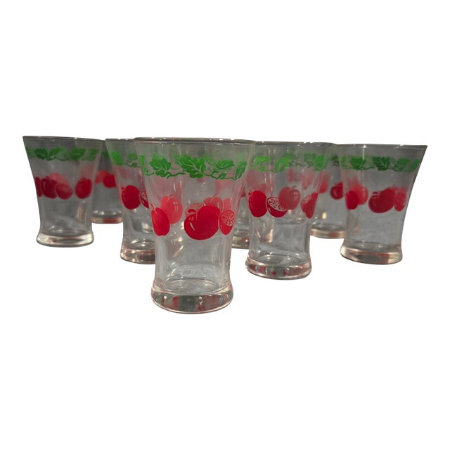 Vintage Anchor Hocking Tomato Leaf Juice Glasses Set of 12 For Sale
