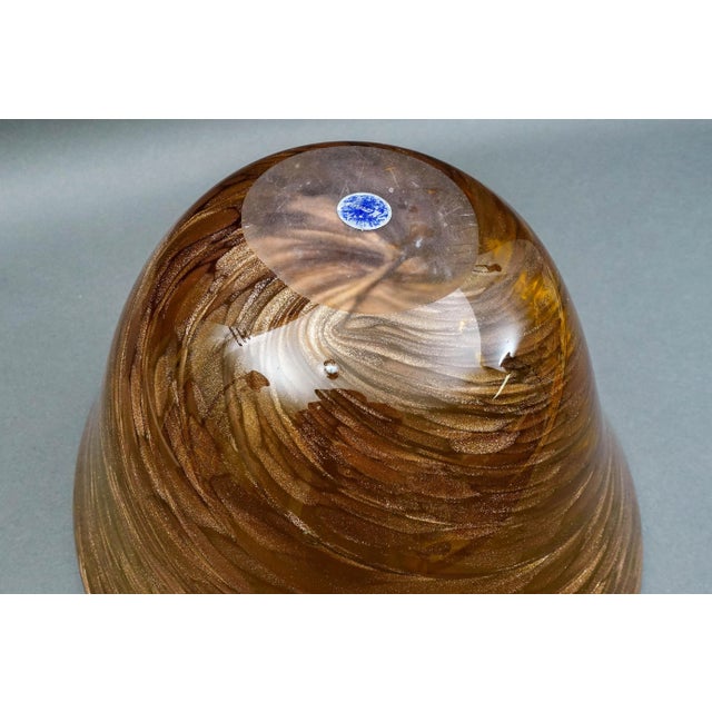 Gold Mid 20th Century Cristalleria Stile d'Arte Murano Aventurine Swirl Art Glass Centerpiece Bowl For Sale - Image 8 of 10