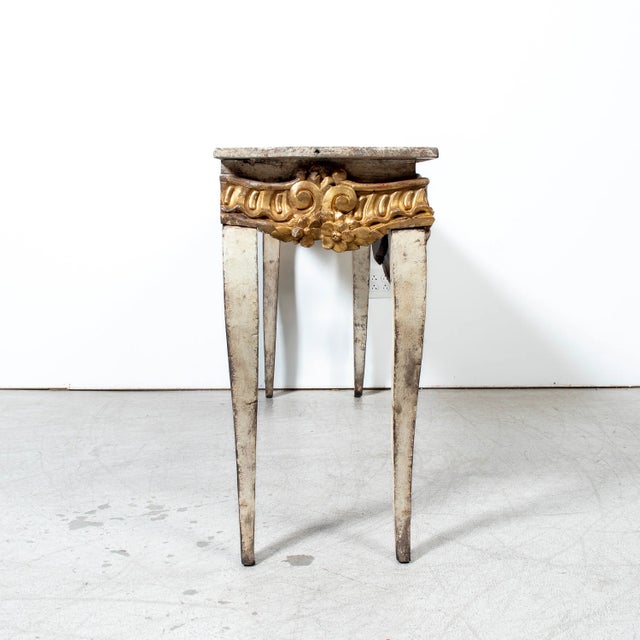 Custom Made French Louis XV Style Painted Rococo Wall Console With 18th-Century Giltwood Pelmet For Sale - Image 15 of 16