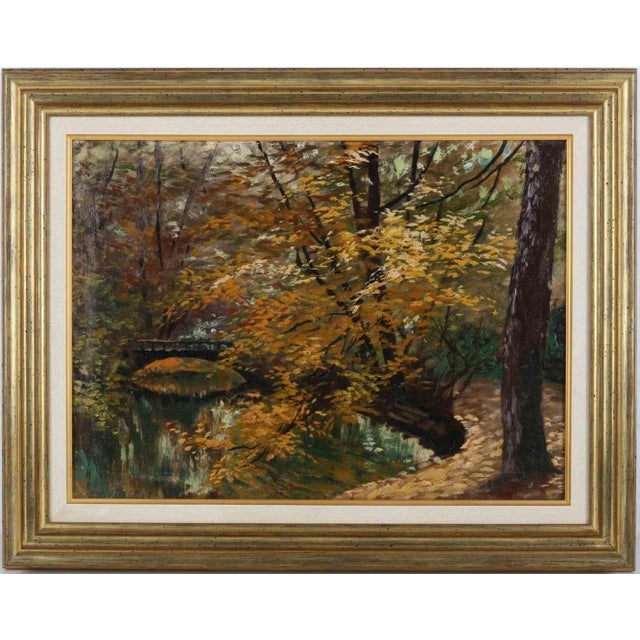 Gerhard Haenisch, Autumn Forest, Original Oil on Plate, 19th Century For Sale - Image 4 of 4