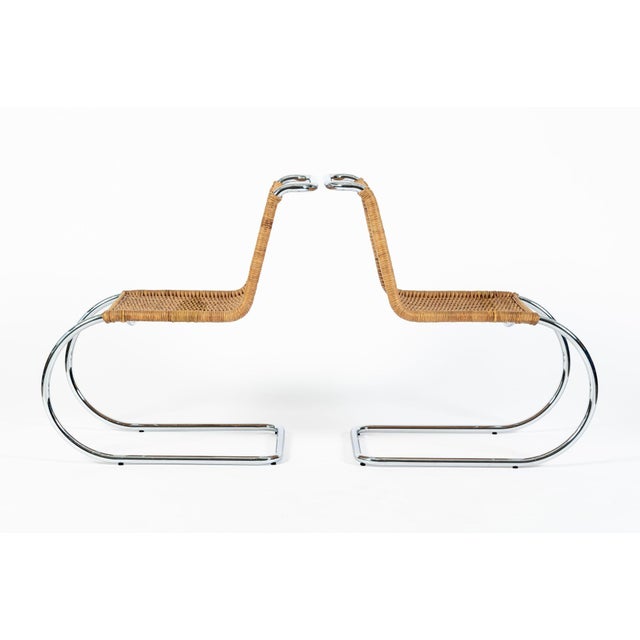 Wood Mies Van Der Rohe Mr10 Cane and Chrome Cantilever Dining Chairs for Stendig, Bauhaus Pair For Sale - Image 7 of 18