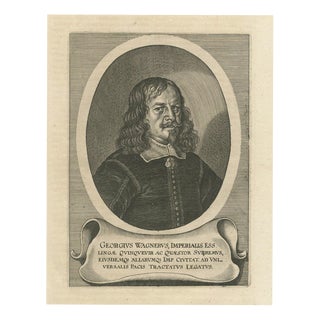 Peace of Westphalia Diplomat Georg Wagner Portrait Engraving, 1652 For Sale