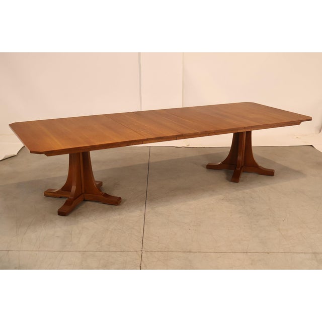 Mission Stickley Mission Collection Oak Double Pedestal Dining Table For Sale - Image 3 of 18