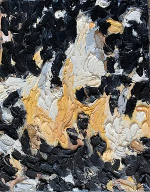 "The Sun's Coming Out Today" Contemporary Abstract Expressionist Oil Painting by Monica Shulman