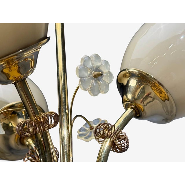Itsu, Finnish Modern, Snowflake Chandelier, Brass, Glass, Finland, 1950s For Sale - Image 10 of 15