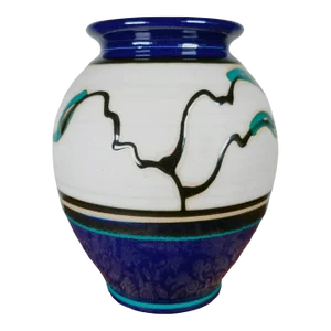 Studio Art Pottery Vase Cobalt Blue Jade Leaf Asian Glazed Unglazed Signed Sg