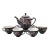 Vintage Chinese Jewel-Tone Floral Motif Export Pottery Tea Set - 7 Pieces For Sale