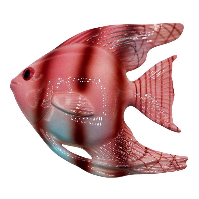 Original Mid-century 3-piece wall sculpture set featuring 2 ceramic angel fish and 1 Seahorse. This classic Mid-century...
