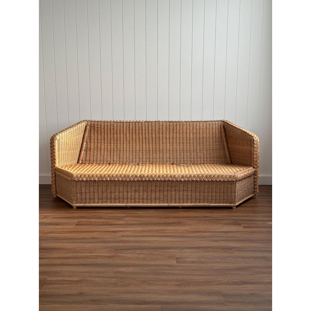 Vintage Brown Jordan Braided Wicker Sofa For Sale In Greensboro - Image 6 of 18