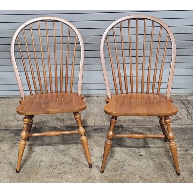 Set of 6 Mid 20th Century Sold Maple Bow Back Windsor Chairs For Sale - Image 9 of 12