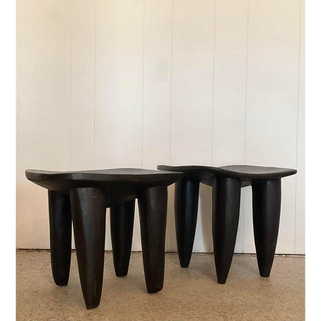 Vintage Boho Carved Senufo Stools - Set of 2 For Sale In West Palm - Image 6 of 12