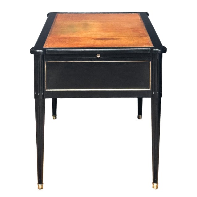 Louis XVI Ebonized Writing Table or Desk With Embossed Leather Top From France For Sale - Image 11 of 15