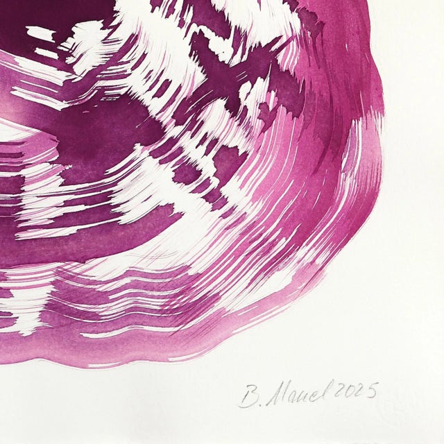 Textile The Deep Magenta Dress 6 - Minimalist Figurative Ink Painting on Paper Original Artwork by Bettina Mauel For Sale - Image 7 of 7