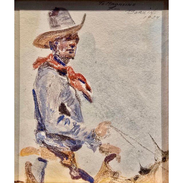 Edward Borein "Western Cowboy on Horse"Original Rare 1924 Monotype For Sale In Los Angeles - Image 6 of 12
