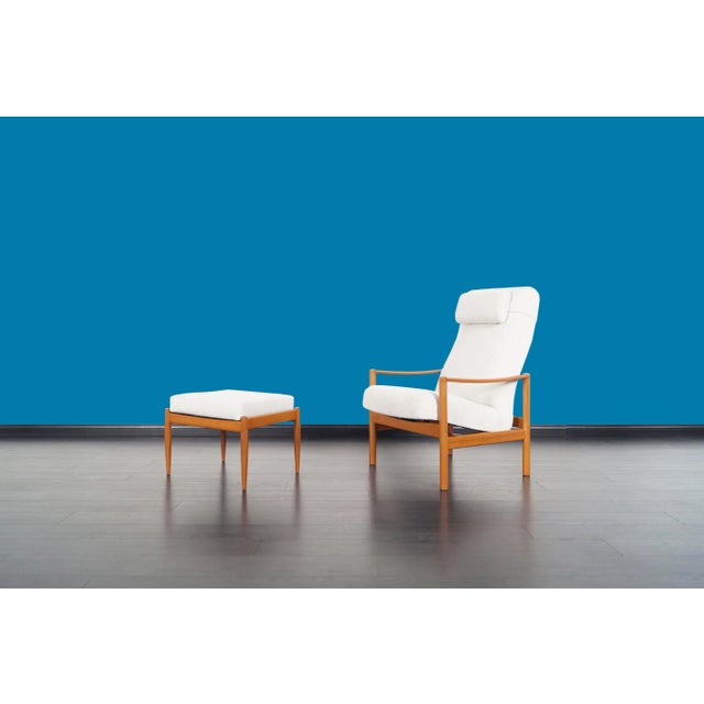 Mid-Century Modern Mid-Century Modern Teak Reclining Lounge Chair and Ottoman, 1960s For Sale - Image 3 of 13