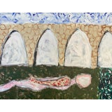 "Still, Waiting" Contemporary Original Abstract Figurative Mixed-Media Painting by G. Campbell Lyman For Sale