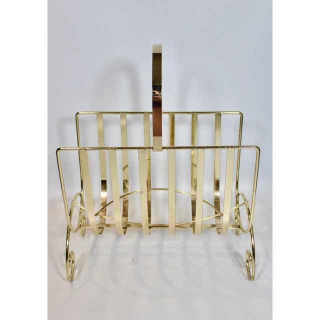 Brass 1960s Vintage French Brass Magazine Rack For Sale - Image 8 of 12
