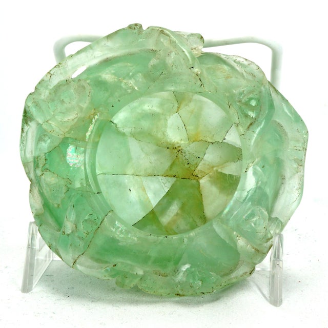 Antique Chinese Carved Fluorite Censer or Brush Washer on Stand Qing/Republic For Sale - Image 10 of 14