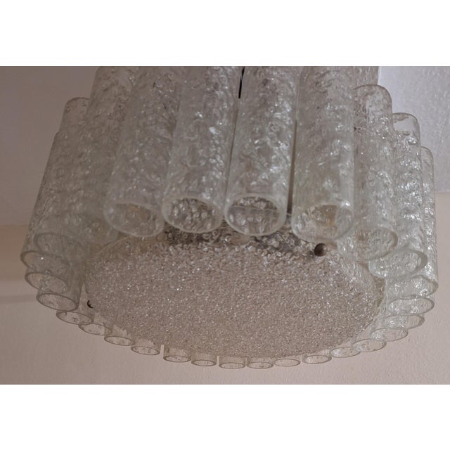 Flat Vintage German Ceiling Lamp with Metal Housing and Ice Glass Shades from Doria, 1970s For Sale - Image 10 of 13