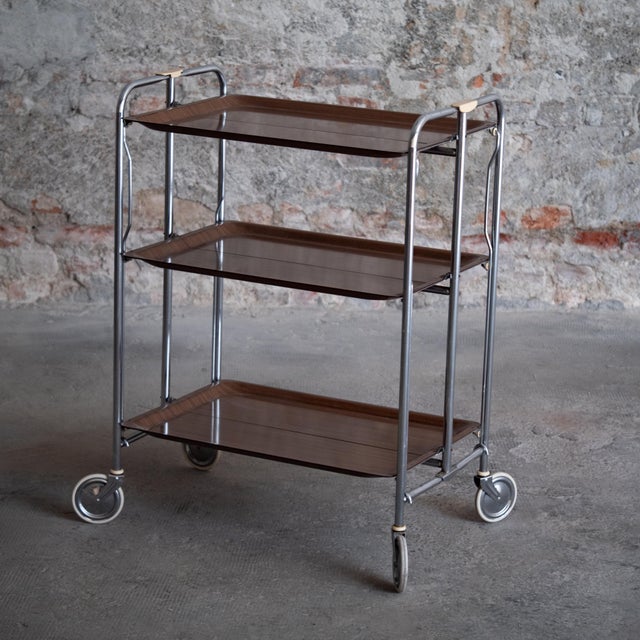 Brown Italian Serving Trolley, 1960s For Sale - Image 8 of 15