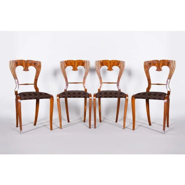 Textile Biedermeier Chairs in Walnut, Czech, 1840s, Set of 4 For Sale - Image 7 of 7