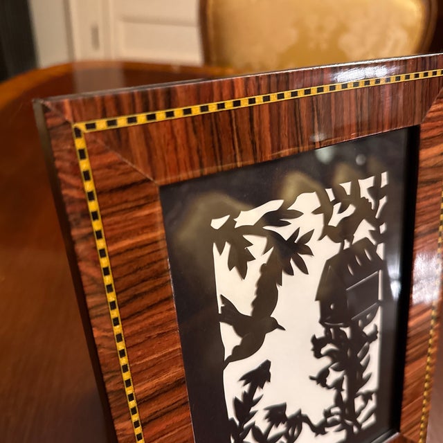 Original handmade item. Vintage Scherenschnitte hand cut paper art depicting a birdhouse with birds and florals perfect...