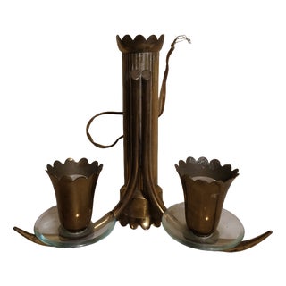 Brass Wall Lamps with Cut Glass, Italy, 1950s, Set of 2 For Sale