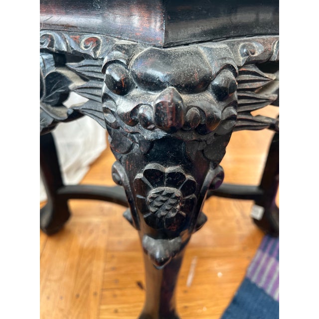 Late 19th Century Chinese Rosewood Carved Plant Stand or Side Table For Sale - Image 4 of 12