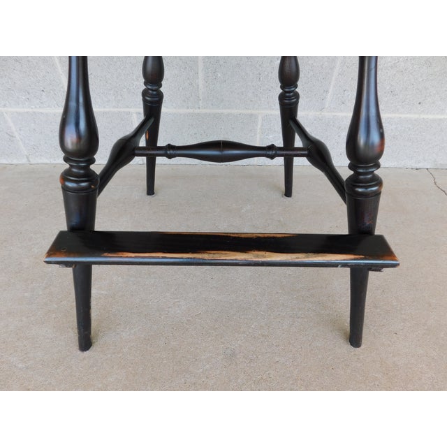 Ashlen Black Distressed Hoop Back Windsor Style Counter Height Chairs - A Pair For Sale - Image 4 of 12