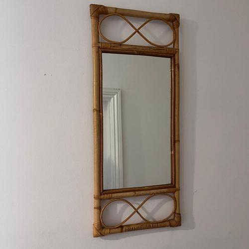 Vintage Bamboo Rectangular Mirror For Sale - Image 10 of 10