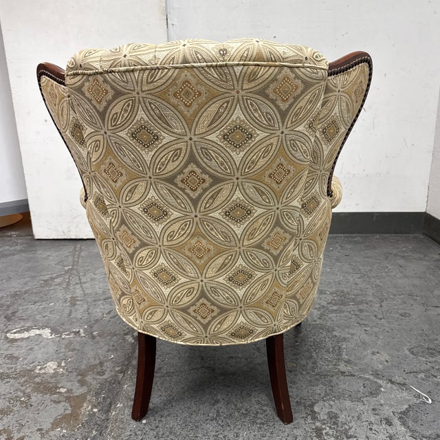 Late 20th Century Tufted Channel Wingback Arm Chair For Sale - Image 5 of 12