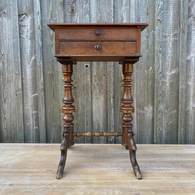 Antique Gründerzeit Sewing Table in Walnut For Sale - Image 14 of 15