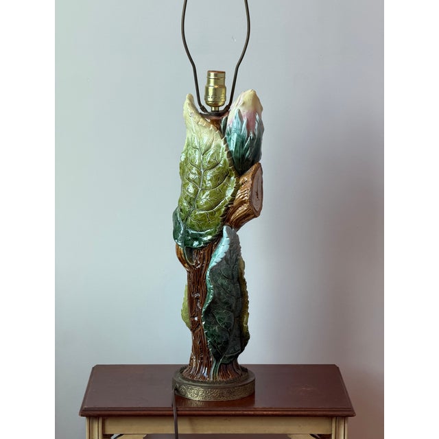 Majolica Style Botanical Table Lamp For Sale - Image 11 of 13